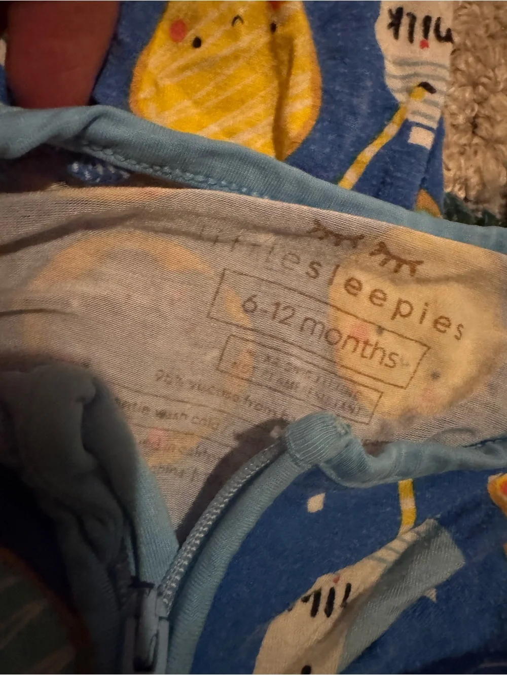 Little sleepies onesie cookies and milk 6-12 months